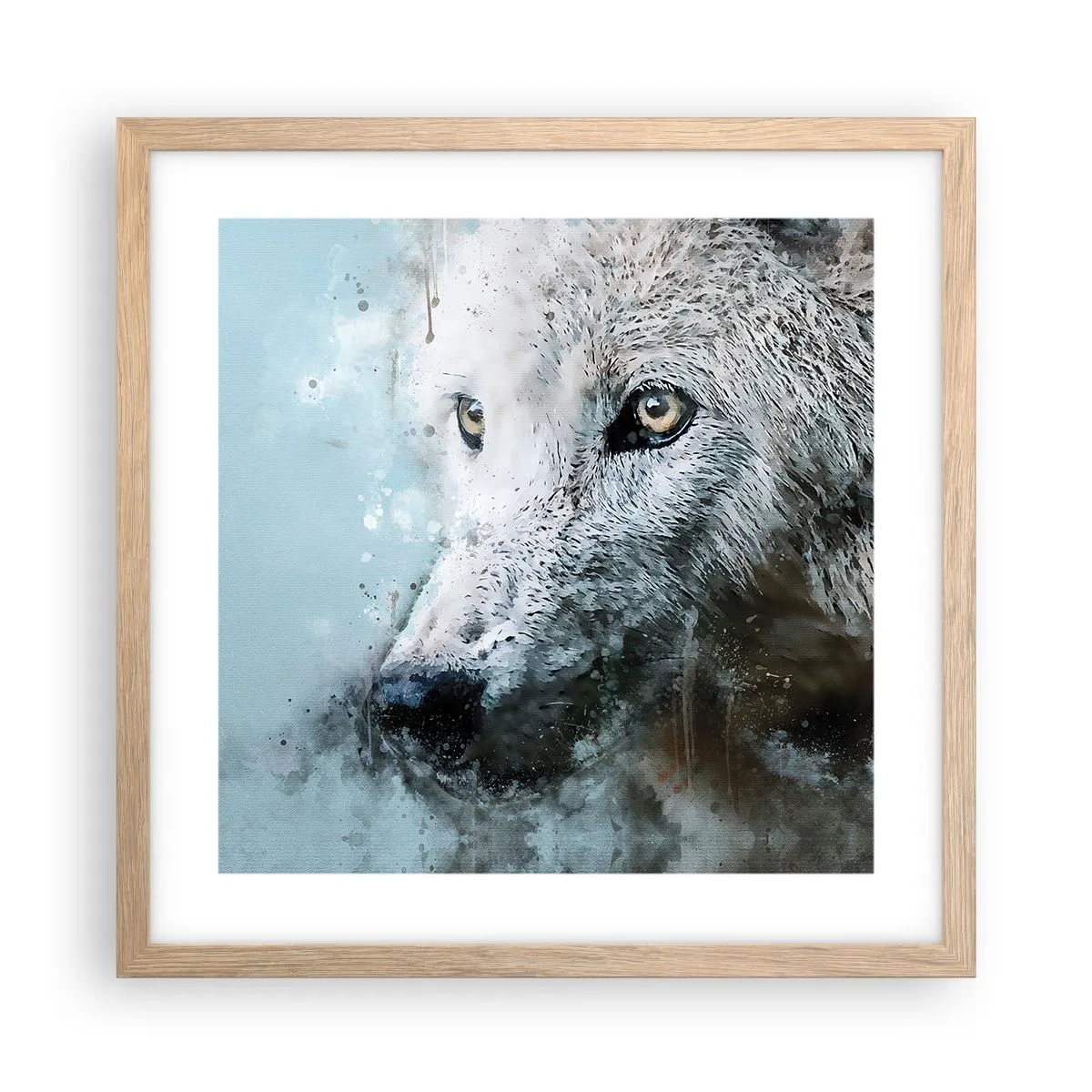 Plagát v ráme zo svetlého duba - Zoznámte sa s vlčou dušou - 40x40 cm