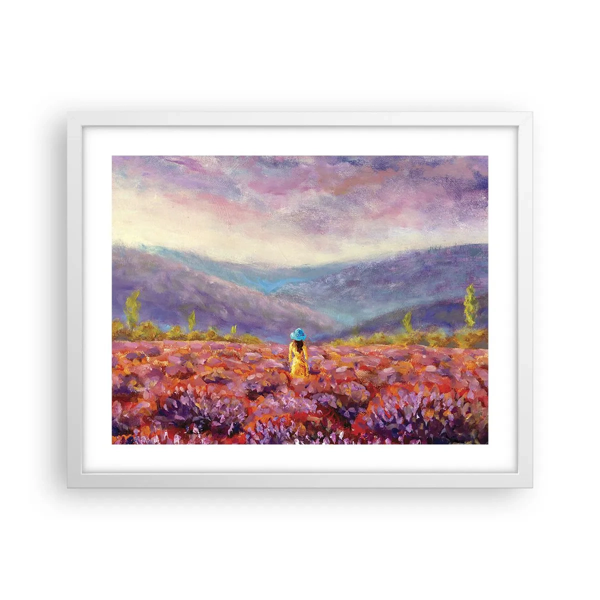 Plagát v bielom ráme - V levanduľovom svete - 50x40 cm