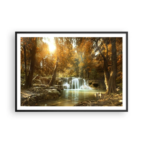Plagát v čiernom ráme - Parkový vodopád - 100x70 cm
