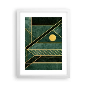 Plagát v bielom ráme - Dynamika zlata a lazuritu - 30x40 cm