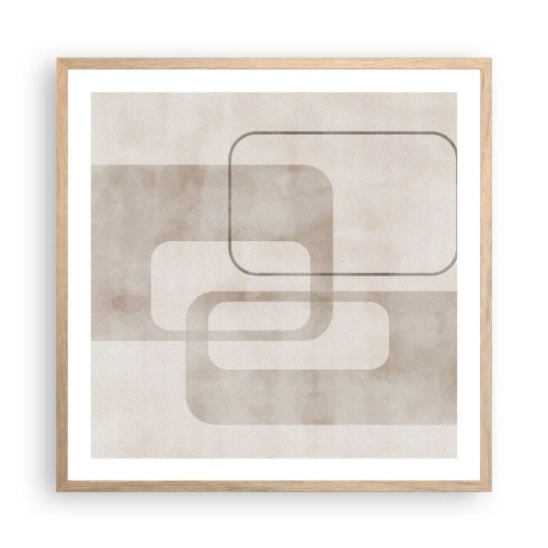 Plagát v ráme zo svetlého duba - Geometrická fúga - 60x60 cm
