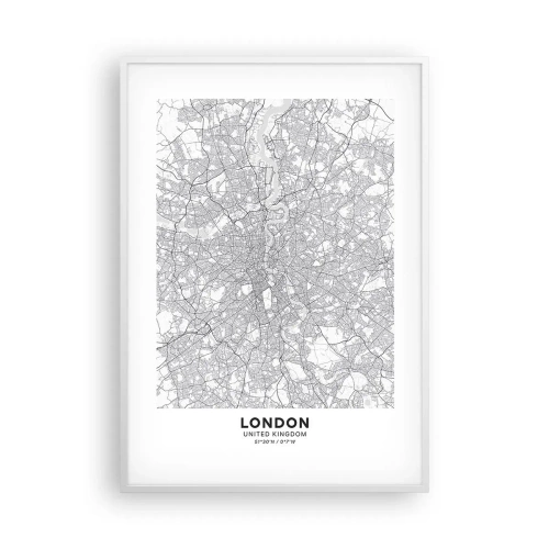 Plagát v bielom ráme - Mapa londýnskeho labyrintu - 70x100 cm