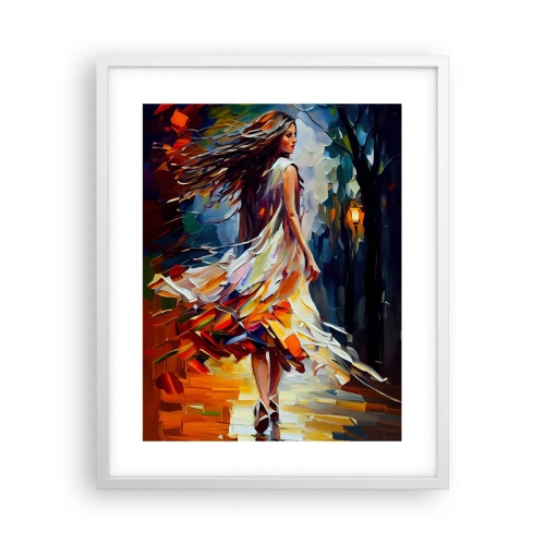Plagát v bielom ráme - Jesenné dievča - 40x50 cm