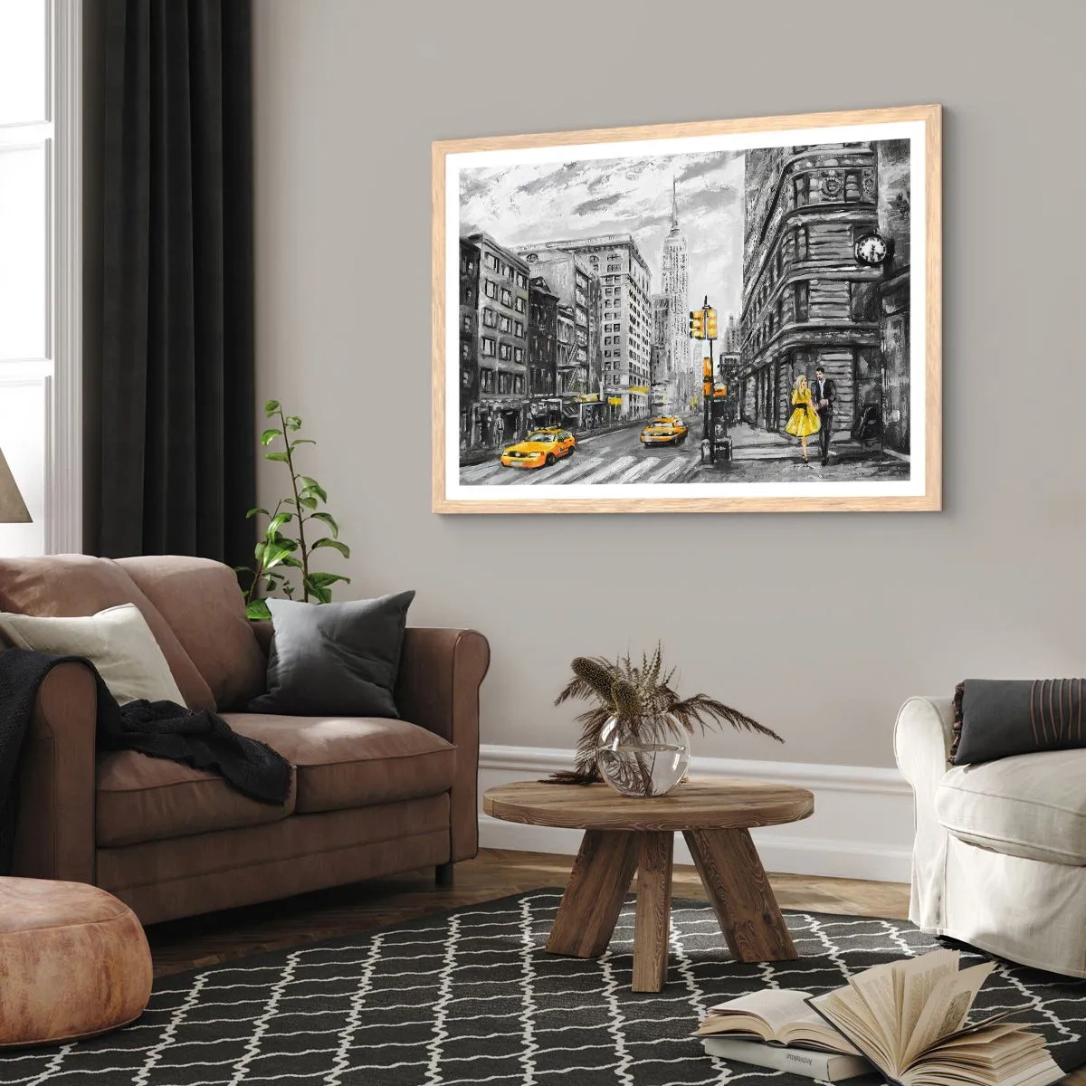 Plagát v ráme zo svetlého duba - Newyorský príbeh - 70x50 cm