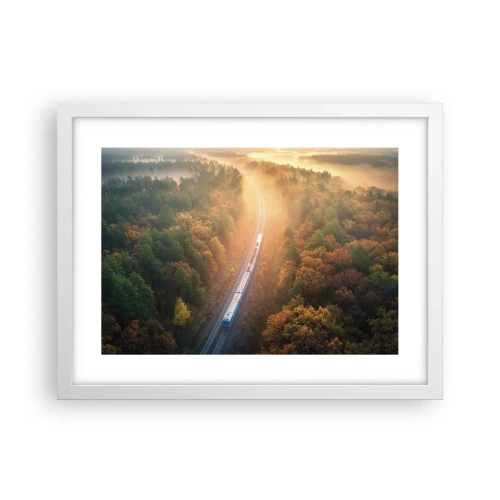 Plagát v bielom ráme - Jesenná cesta - 40x30 cm