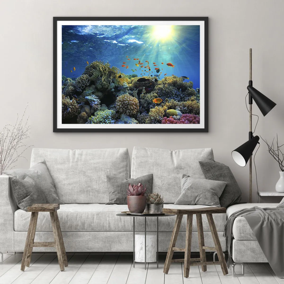 Plagát v čiernom ráme - Podvodné poklady - 70x50 cm