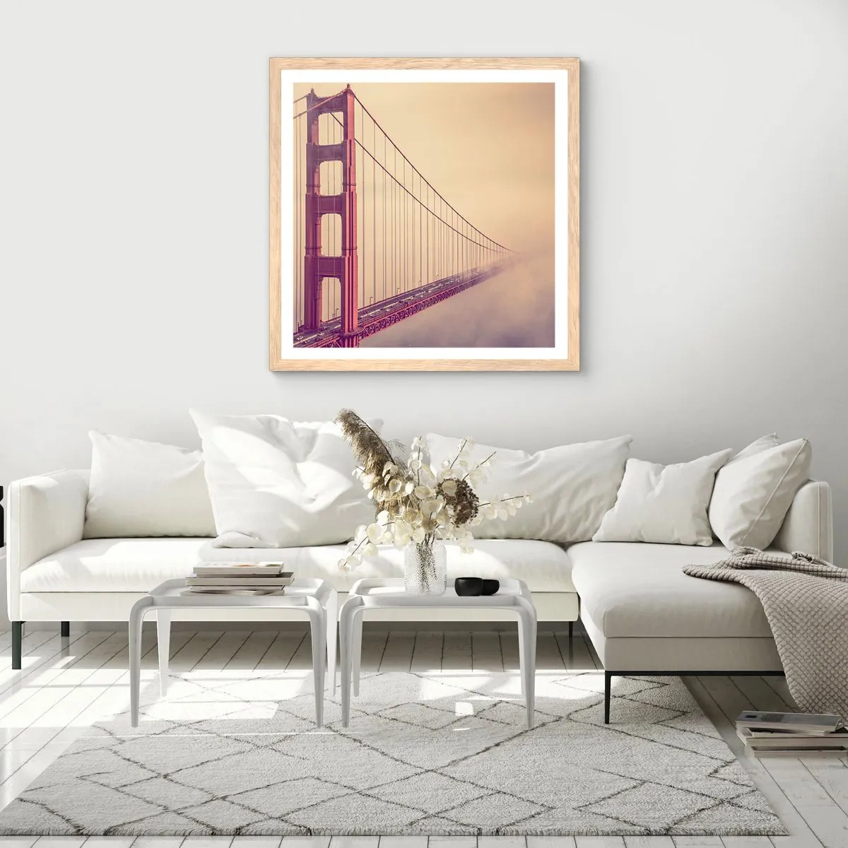 Plagát v ráme zo svetlého duba - Medzi nebom a zemou - 60x60 cm