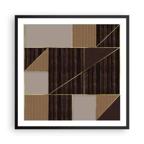 Plagát v čiernom ráme - Mozaika hnedej a zlatej - 60x60 cm