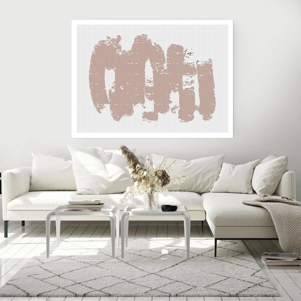 Plagát - Abstrakcia v jemnej ružovej - 100x70 cm