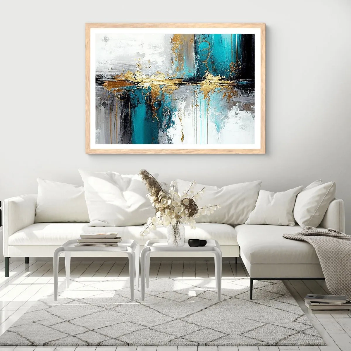Plagát v ráme zo svetlého duba - Všetko plynie - 50x40 cm