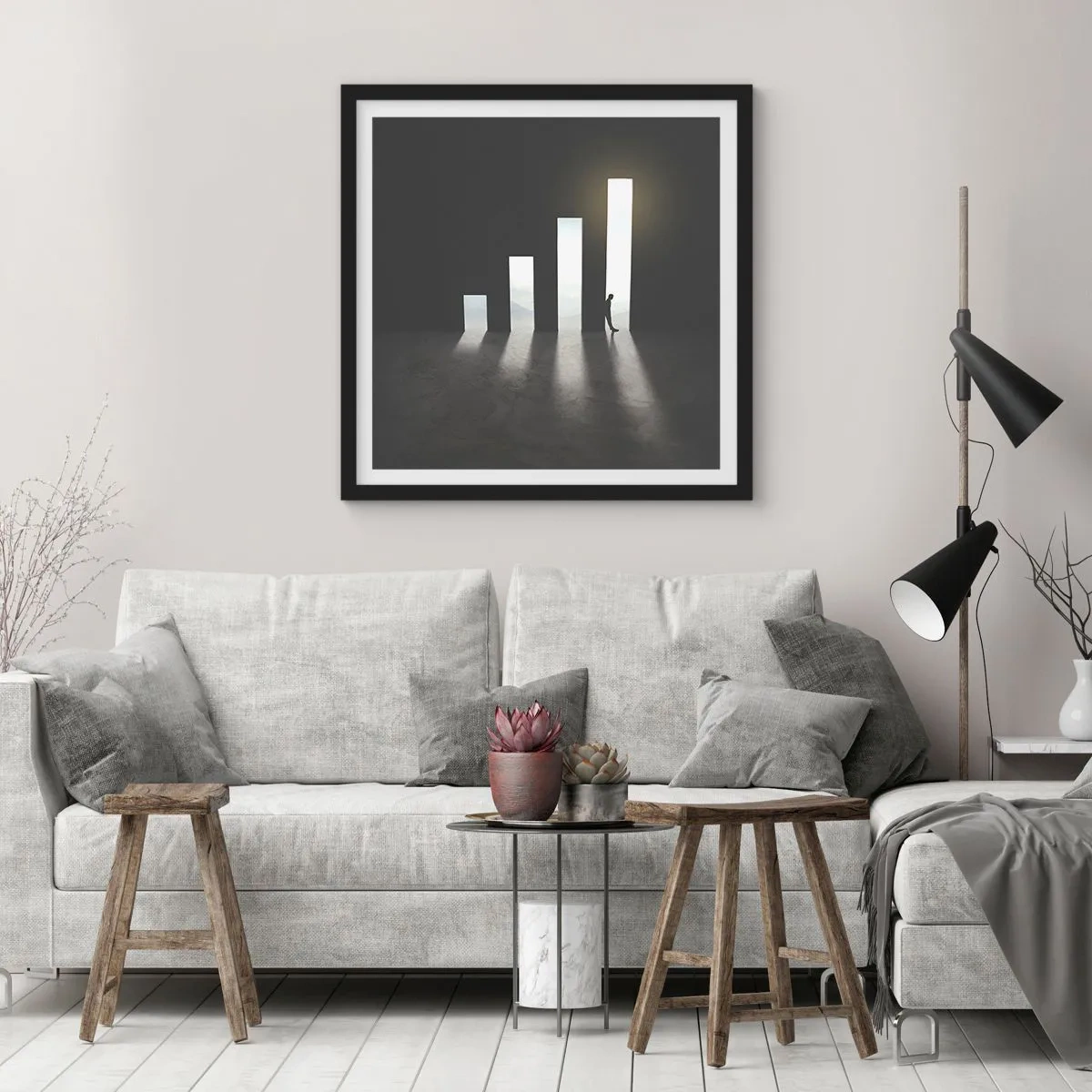 Plagát v čiernom ráme - Úspech – impresia - 60x60 cm