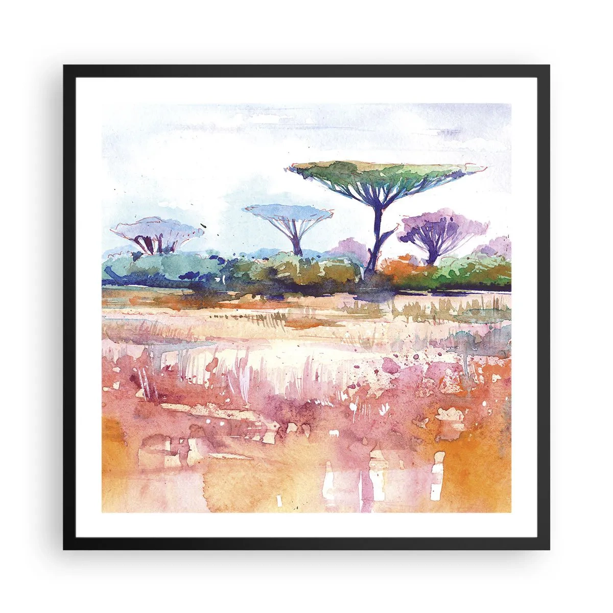 Plagát v čiernom ráme - Farby savany - 60x60 cm