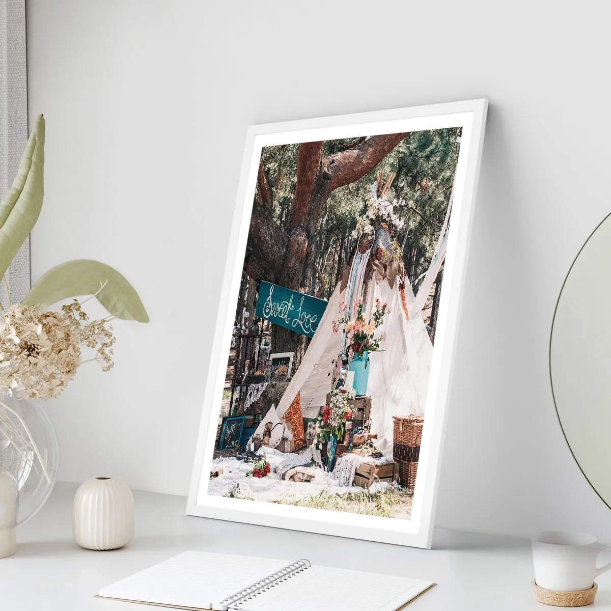 Plagát v bielom ráme - Make love… - 40x50 cm