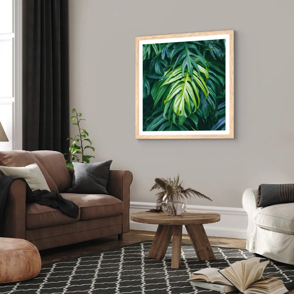 Plagát v ráme zo svetlého duba - Ponoriť sa do sviežosti - 60x60 cm