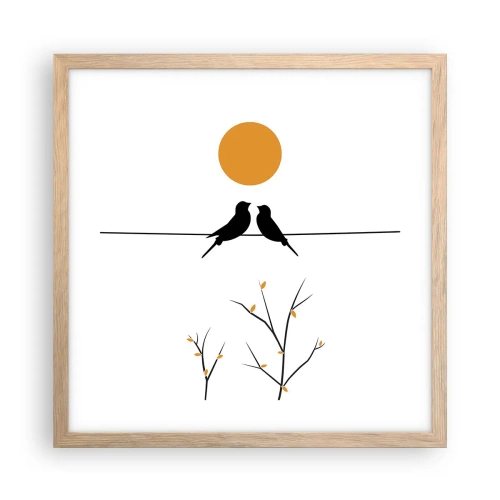 Plagát v ráme zo svetlého duba - Slávičí večer - 40x40 cm