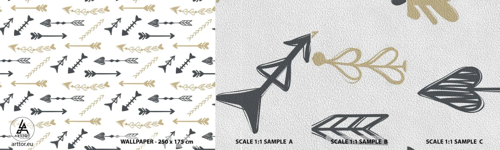 Vzorka fototapety Premium Sand - Sen lukostrelca - Abstrakcia, Šípka, Boho - 100x30 cm