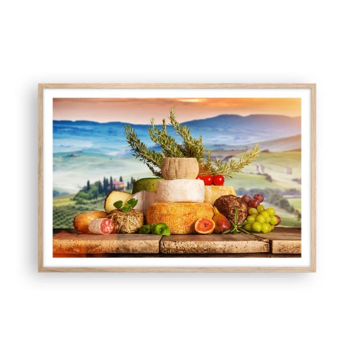 Plagát v ráme zo svetlého duba - Talianska radosť zo života - 91x61 cm