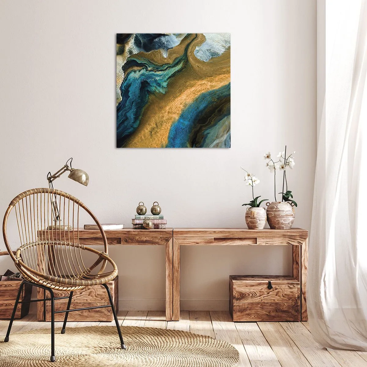 Obraz na plátne - Modrá – žltá – vzájomné vplyvy - 70x70 cm