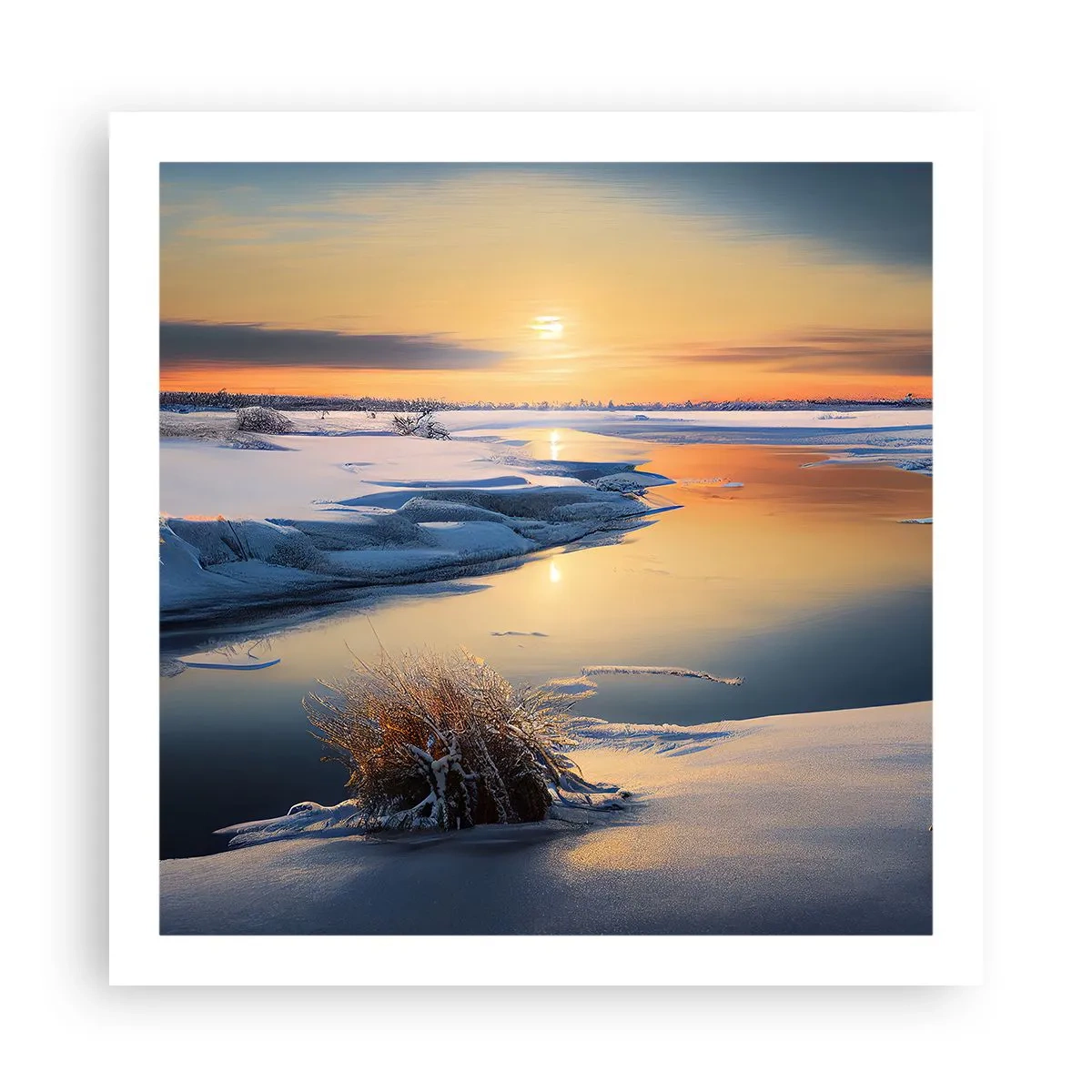 Plagát - Zimný západ slnka - 60x60 cm