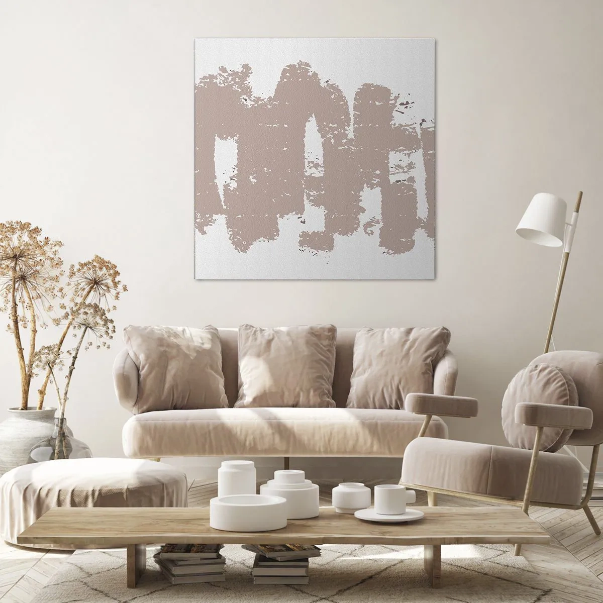 Obraz na plátne - Abstrakcia v jemnej ružovej - 70x70 cm