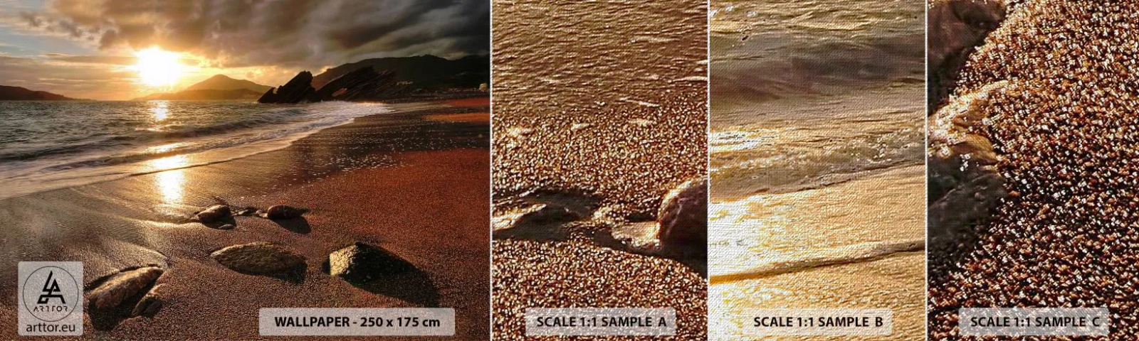 Vzorka fototapety Premium Canvas - Choď za slnkom k výšinám - Krajina, More, Západ slnka - 100x30 cm