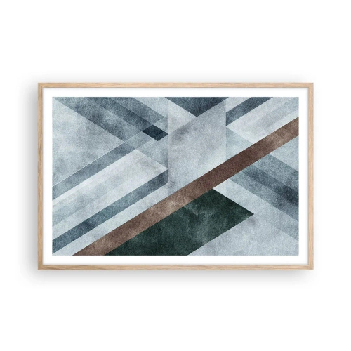 Plagát v ráme zo svetlého duba - Sofistikovaná elegancia geometrie - 91x61 cm