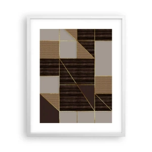 Plagát v bielom ráme - Mozaika hnedej a zlatej - 40x50 cm