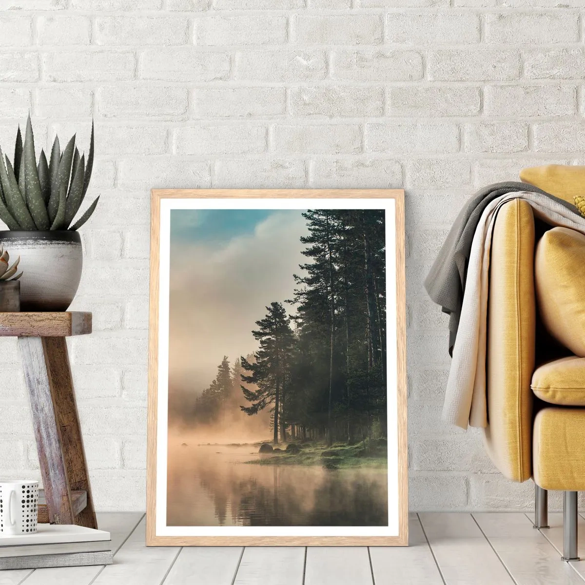 Plagát v ráme zo svetlého duba - Zrodenie dňa - 30x40 cm