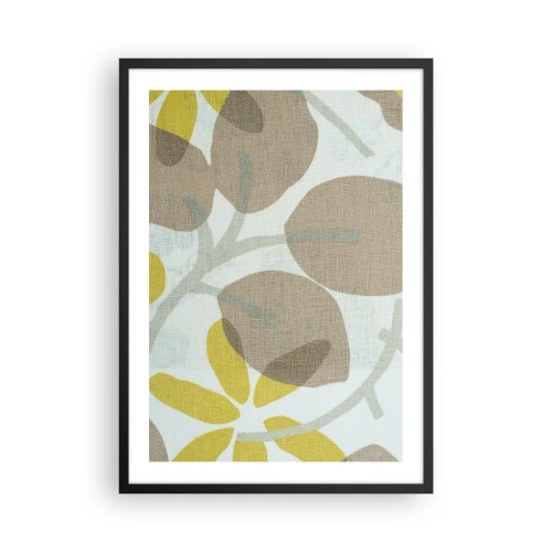 Plagát v čiernom ráme - Jemná botanická grafika v prírodných farbách - 50x70cm - Kompozícia v plnom slnku - Moderná nástenná dekorácia do obývacej izby a spálne ARTTOR