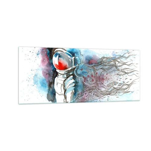 Obraz na skle - Sám s vesmírom - 100x40 cm