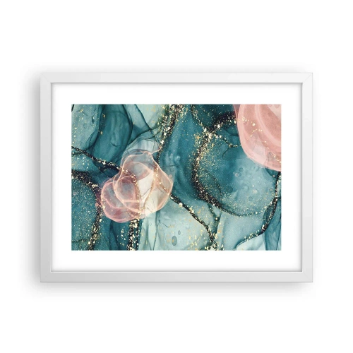 Plagát v bielom ráme - Modré hodváb modré, ružový tyl - 40x30 cm