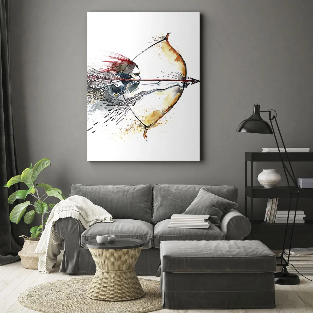 Obraz na plátne - Mýtický bojovník s ohnivým lukom - 80x120 cm