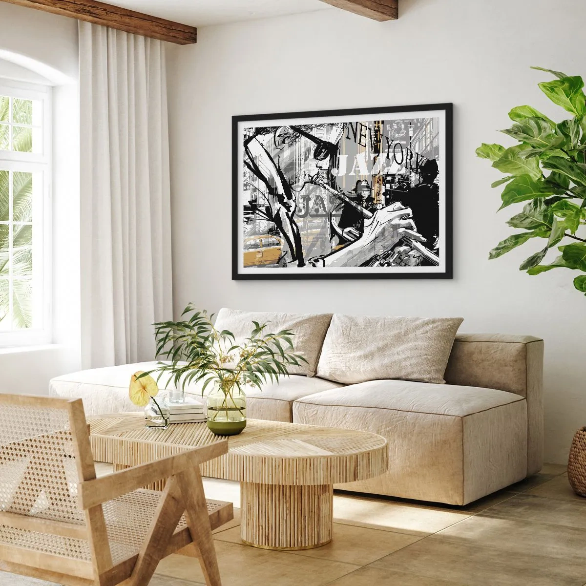 Plagát v čiernom ráme - V rytme New Yorku - 100x70 cm