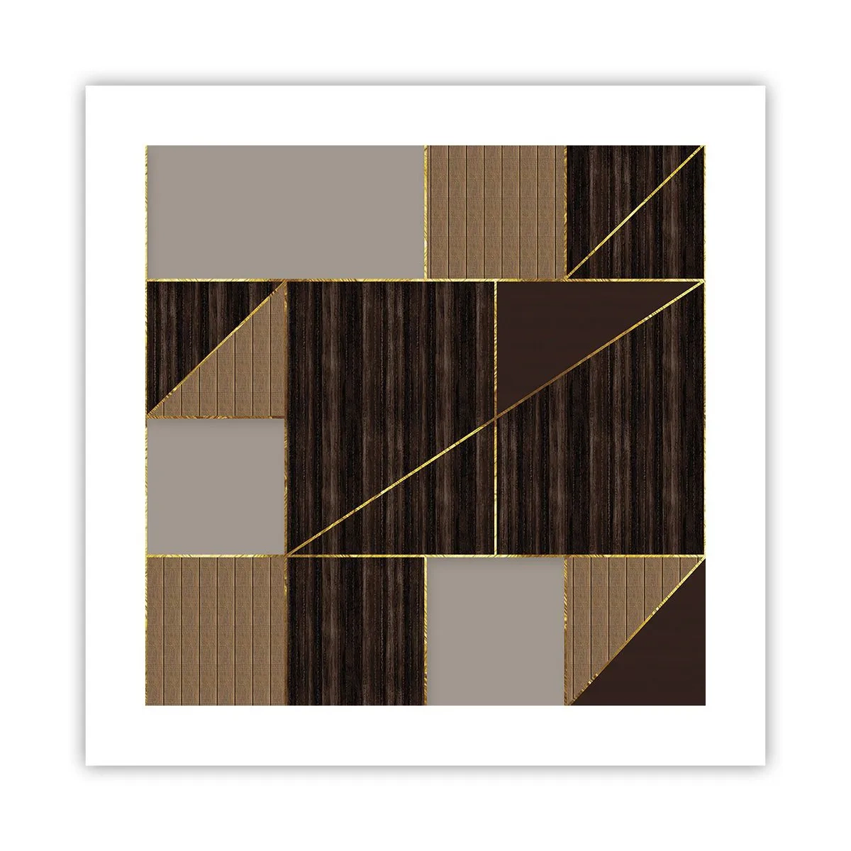 Plagát - Mozaika hnedej a zlatej - 40x40 cm