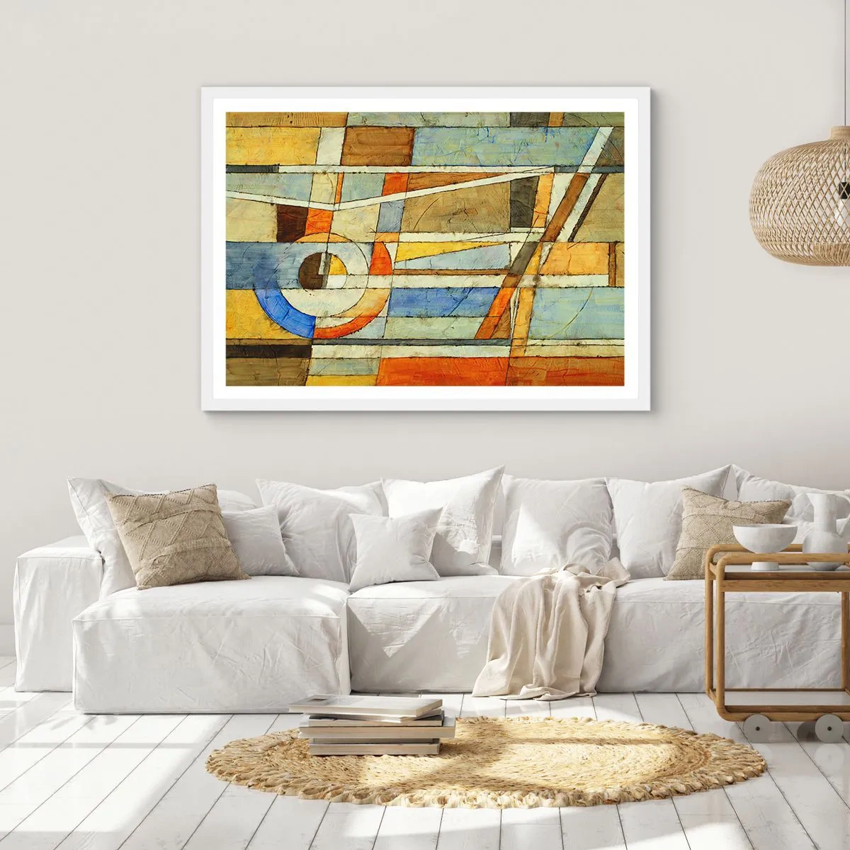 Plagát v bielom ráme - Kubizmus na stavbe - 100x70 cm