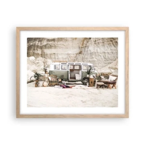 Plagát v ráme zo svetlého duba - Cesta práve začína - 50x40 cm