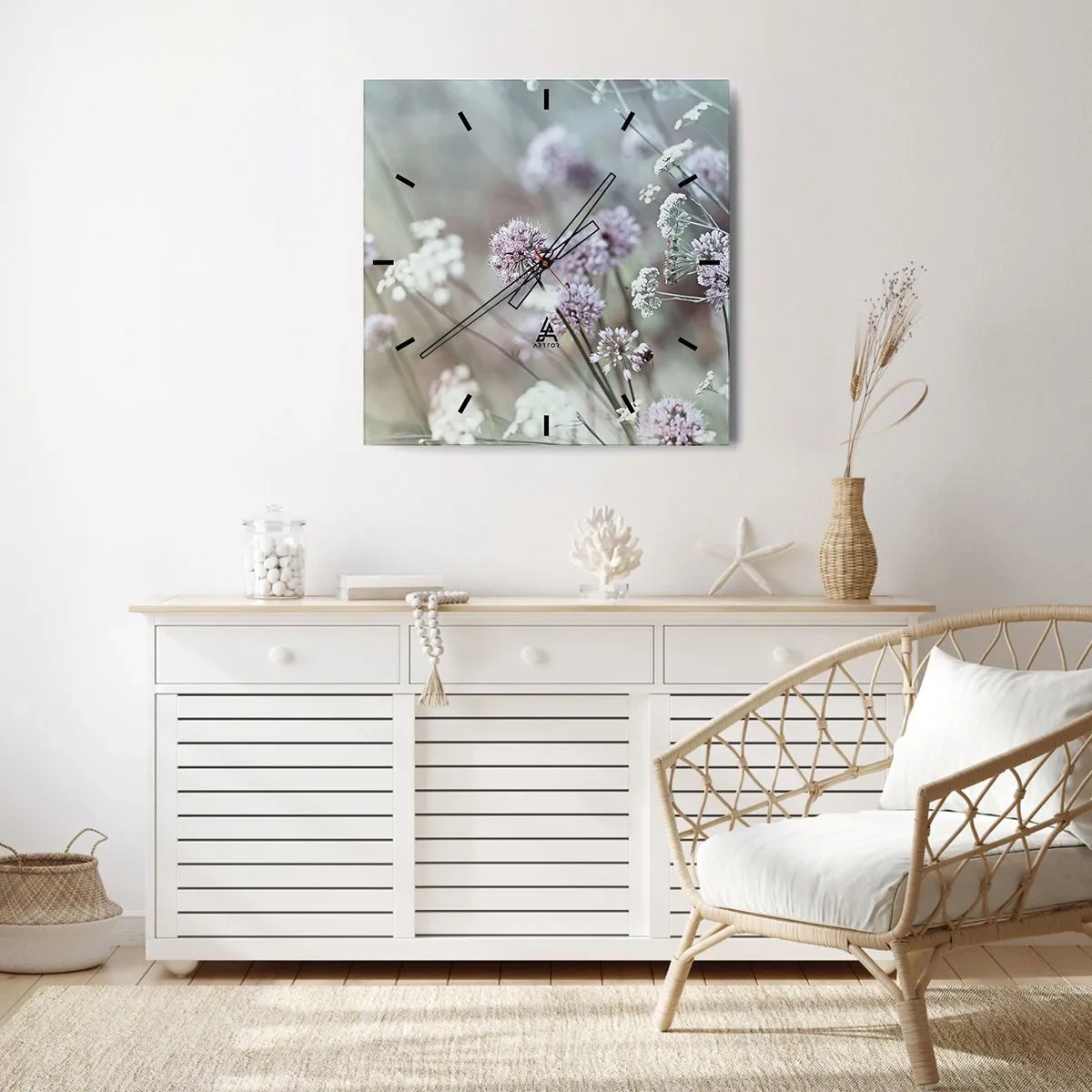 Nástenné hodiny - Sladké filigrány byliniek - 40x40 cm