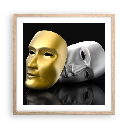 Plagát v ráme zo svetlého duba - Život je divadlo - 50x50 cm