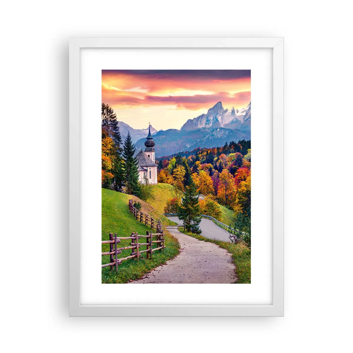 Plagát v bielom ráme - Úplne ideálna krajina - 30x40 cm