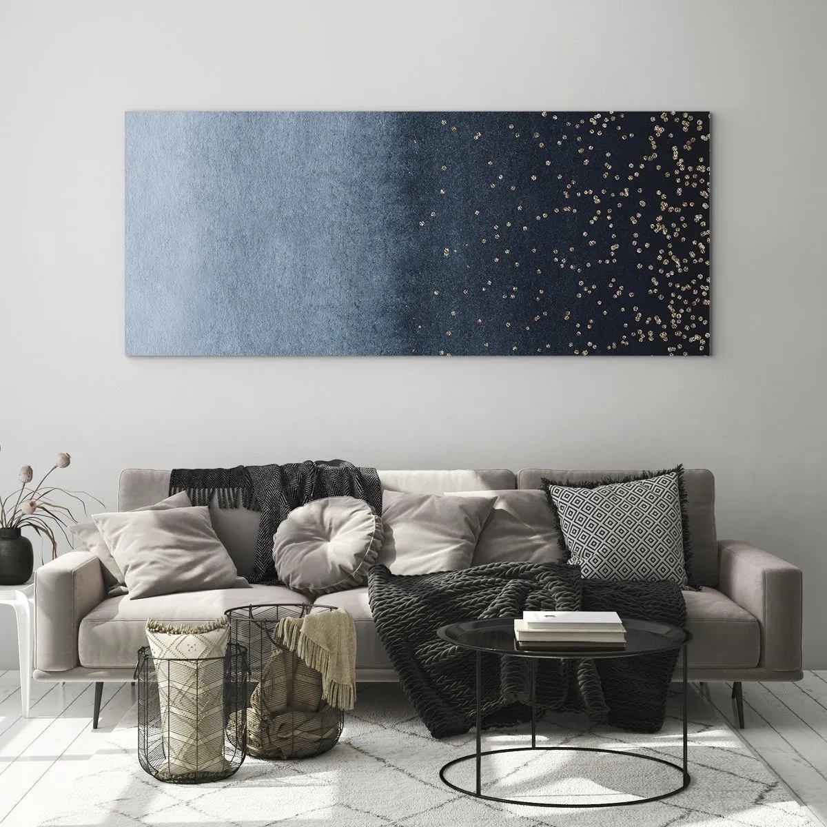 Obraz na skle - Kompozícia – modrej fázy - 120x50 cm