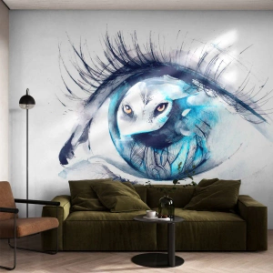 Fototapeta Standard Eco - Oko s odrazom sovy v akvarelovom štýle - 100x70cm - Z očí do očí s divočinou - Moderná nástenná dekorácia do obývacej izby a spálne ARTTOR