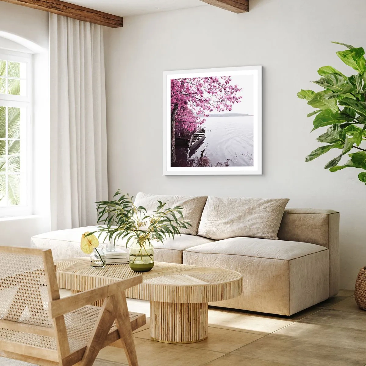 Plagát v bielom ráme - V ružovom tichu - 60x60 cm