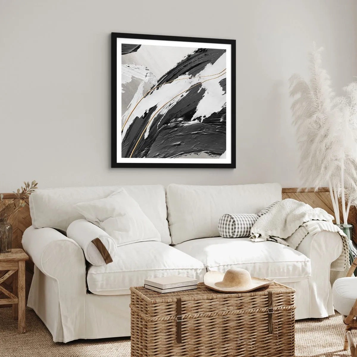 Plagát v čiernom ráme - Veľkorysá abstrakcia - 40x40 cm