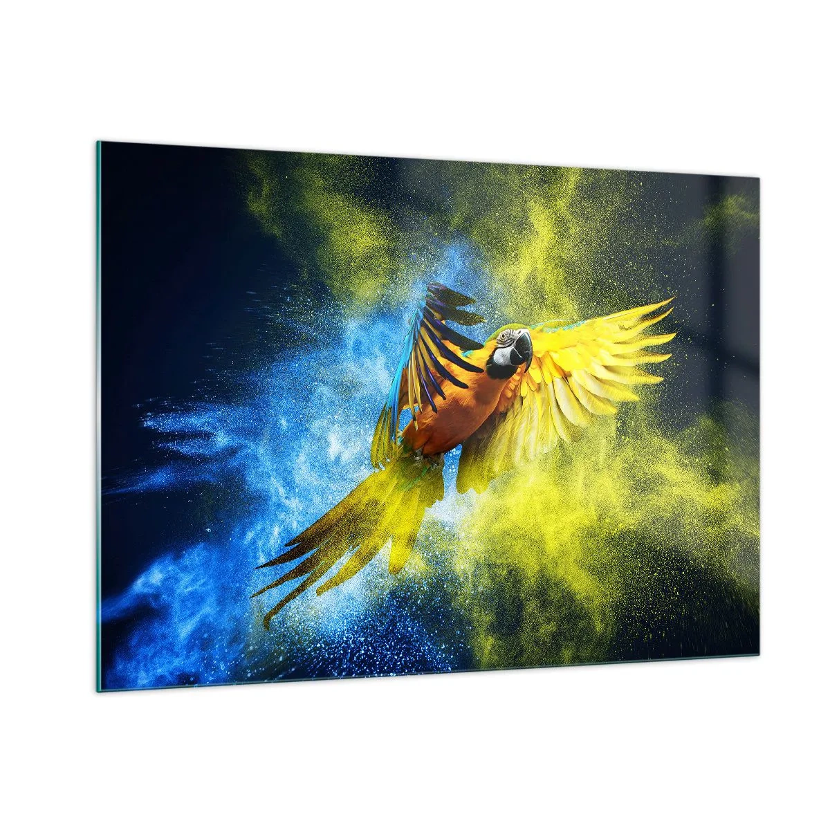 Obraz na skle - V modro-zlatom prachu - 100x70 cm