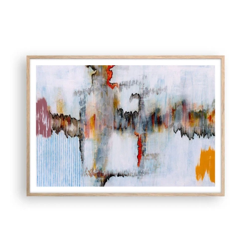 Plagát v ráme zo svetlého duba - Paličkou po vode - 100x70 cm
