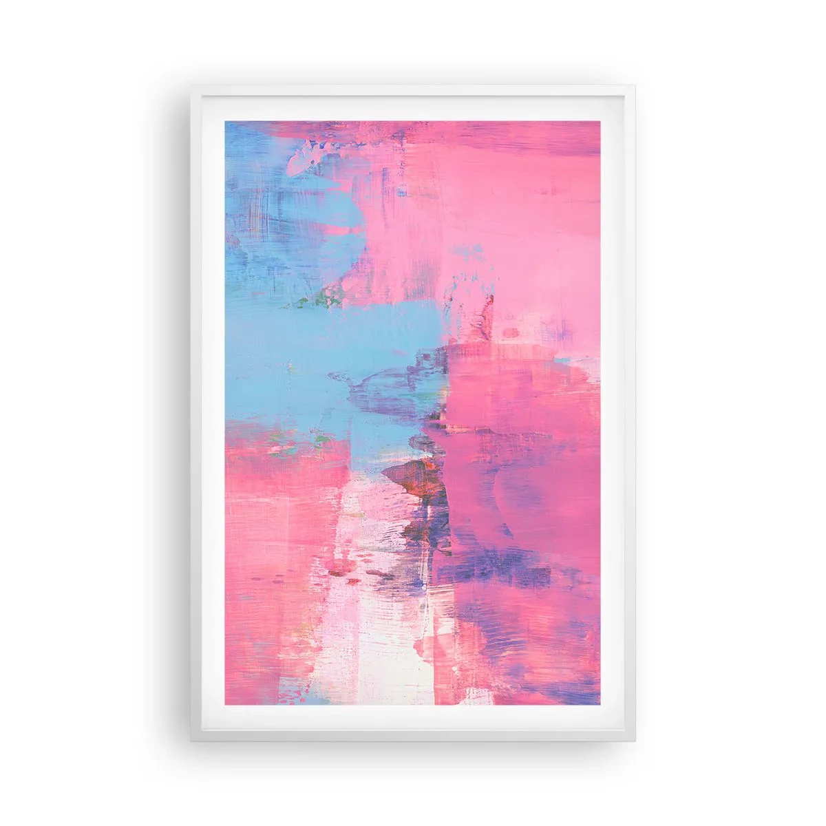 Plagát v bielom ráme - Ružová, modrá a štipka svetla - 61x91 cm