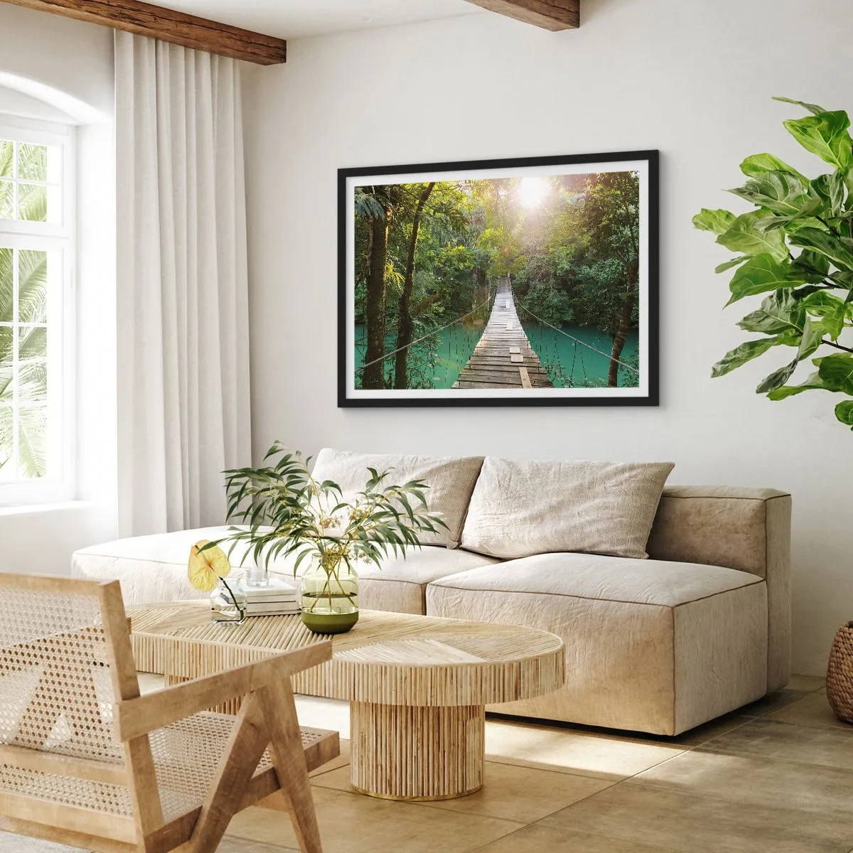 Plagát v čiernom ráme - Nad azúrovou vodou do azúrového lesa - 100x70 cm