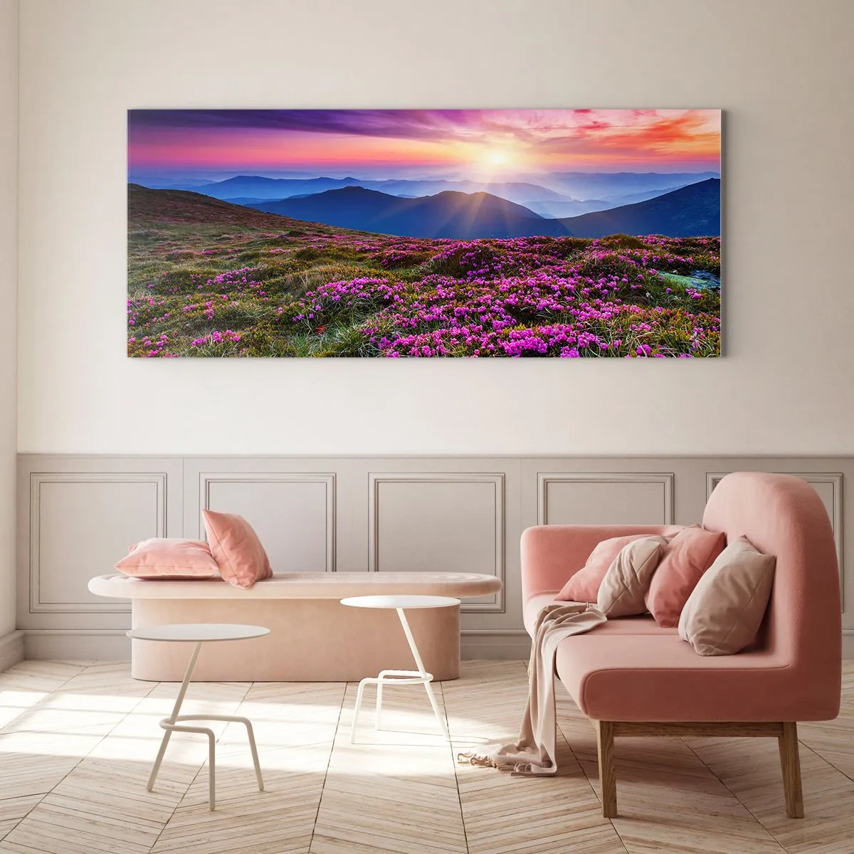 Obraz na skle - Zavoňali svieže púčiky byliniek z obilných polí - 100x40 cm