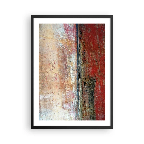 Plagát v čiernom ráme - Abstraktná textúra s odreninami v červenej a béžovej farbe - 50x70cm - Možno je to more - Moderná nástenná dekorácia do obývacej izby a spálne ARTTOR