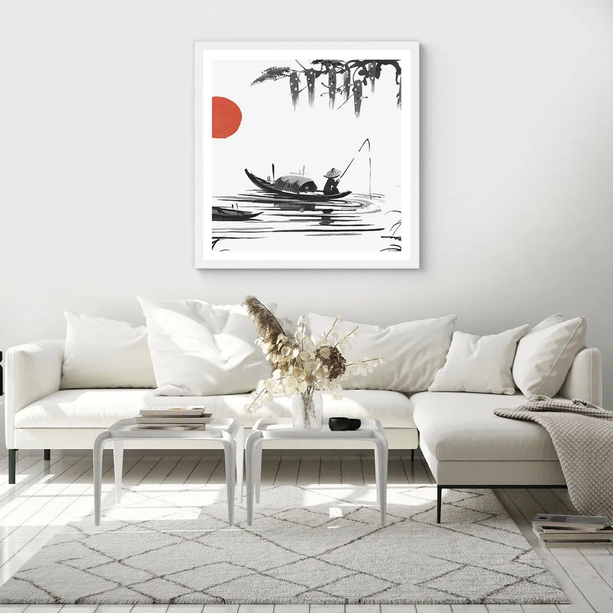 Plagát v bielom ráme - Ázijské popoludnie - 50x50 cm